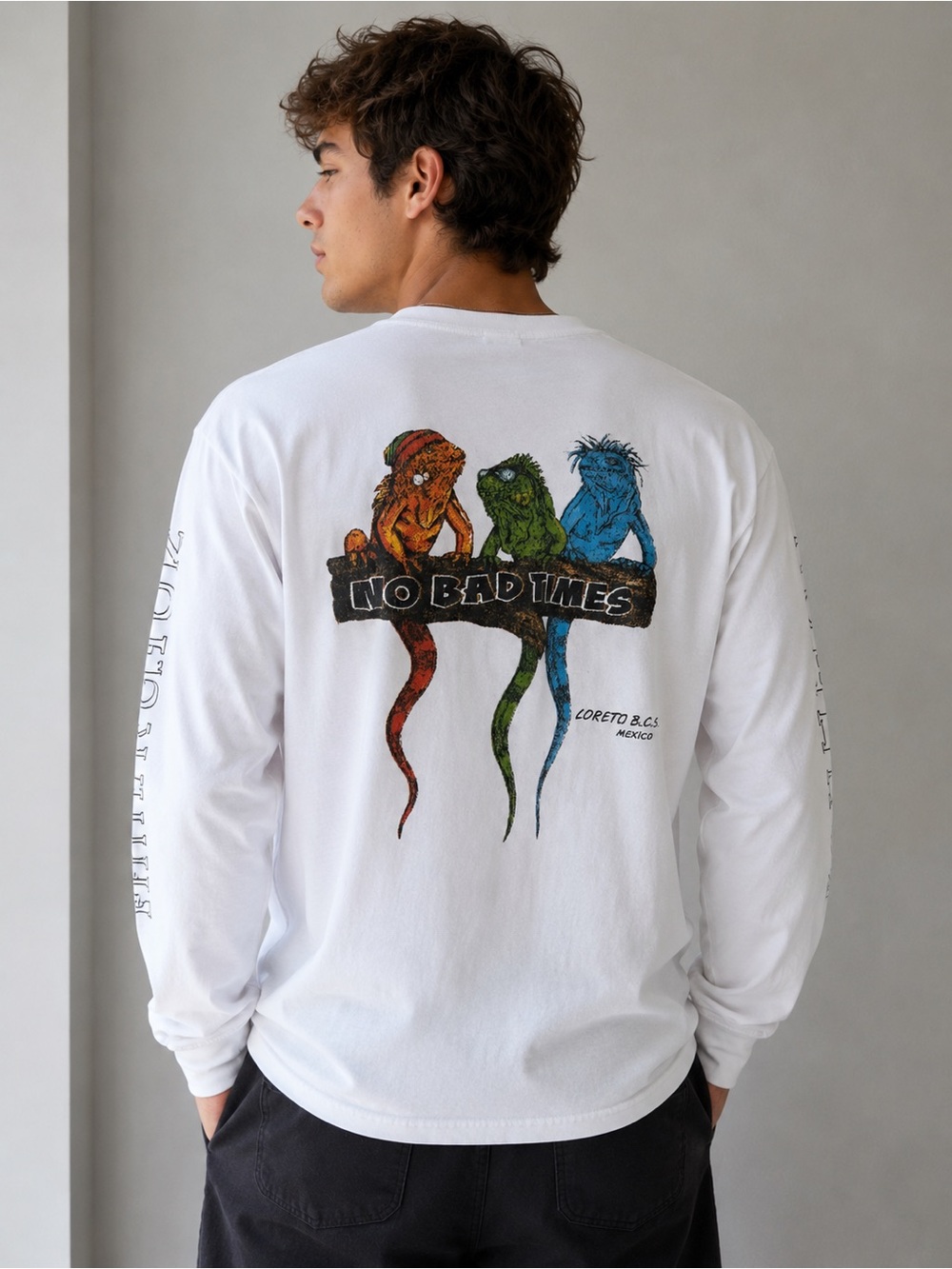 Vintage Casa Seri-Bord No Bad Times Loreto Mexico Graphic Long Sleeve T-Shirt L